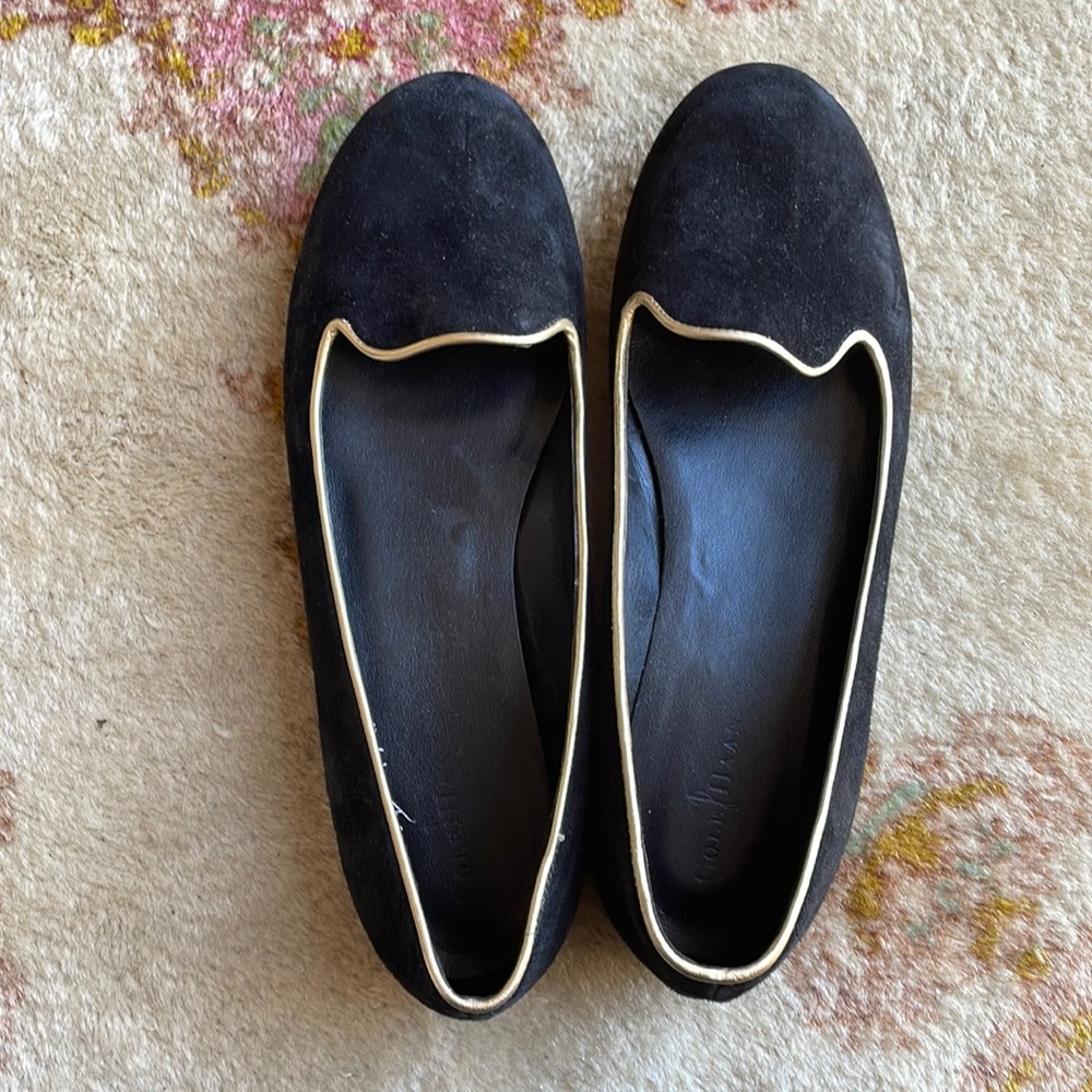 Cole Haan Black Flats with Gold Trim